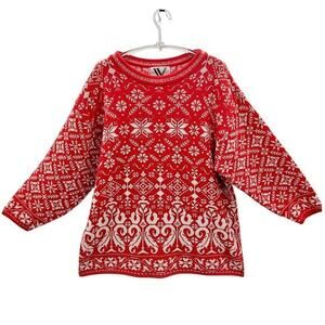 Venezia Vintage Nordic Boat Neck Cozy Knit Fair‎ Isle Sweater